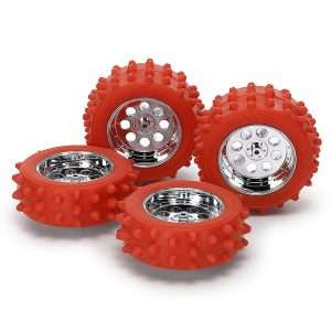 SET Red Spike Tire & Silver Wheel